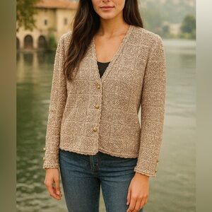 Vintage VTG Castleberry Cardigan Sweater Cottagecore Grandma Wool Silk Blend